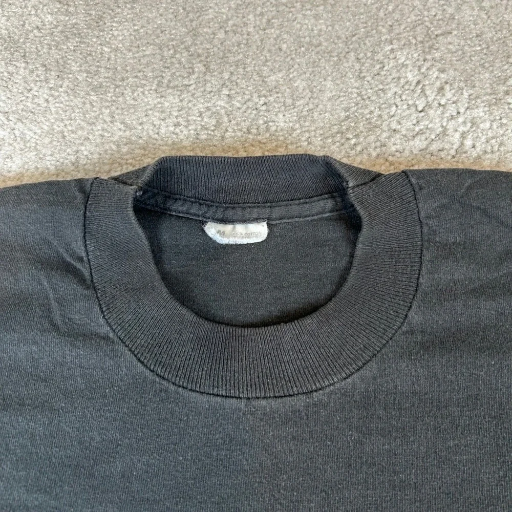 Vintage 90s Champion T-Shirt Men's Medium Black Script Logo Single Stitch Cotton - Picture 3 of 10